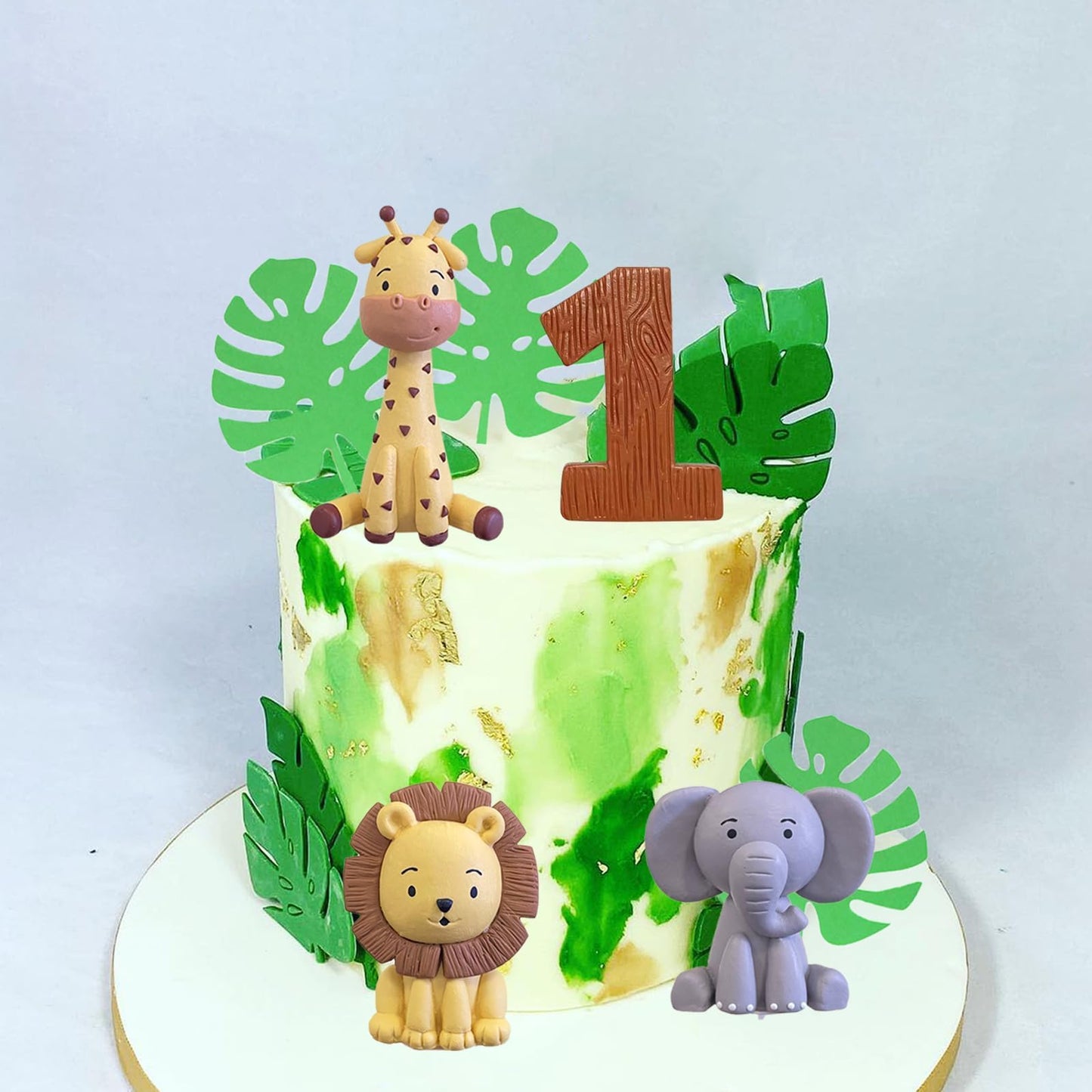 Safari Animal Cake Toppers Jungle Wild One Cake Decorations With Lion Giraffe Elephant Zebra For Wild Animals Themed Birthday Ca