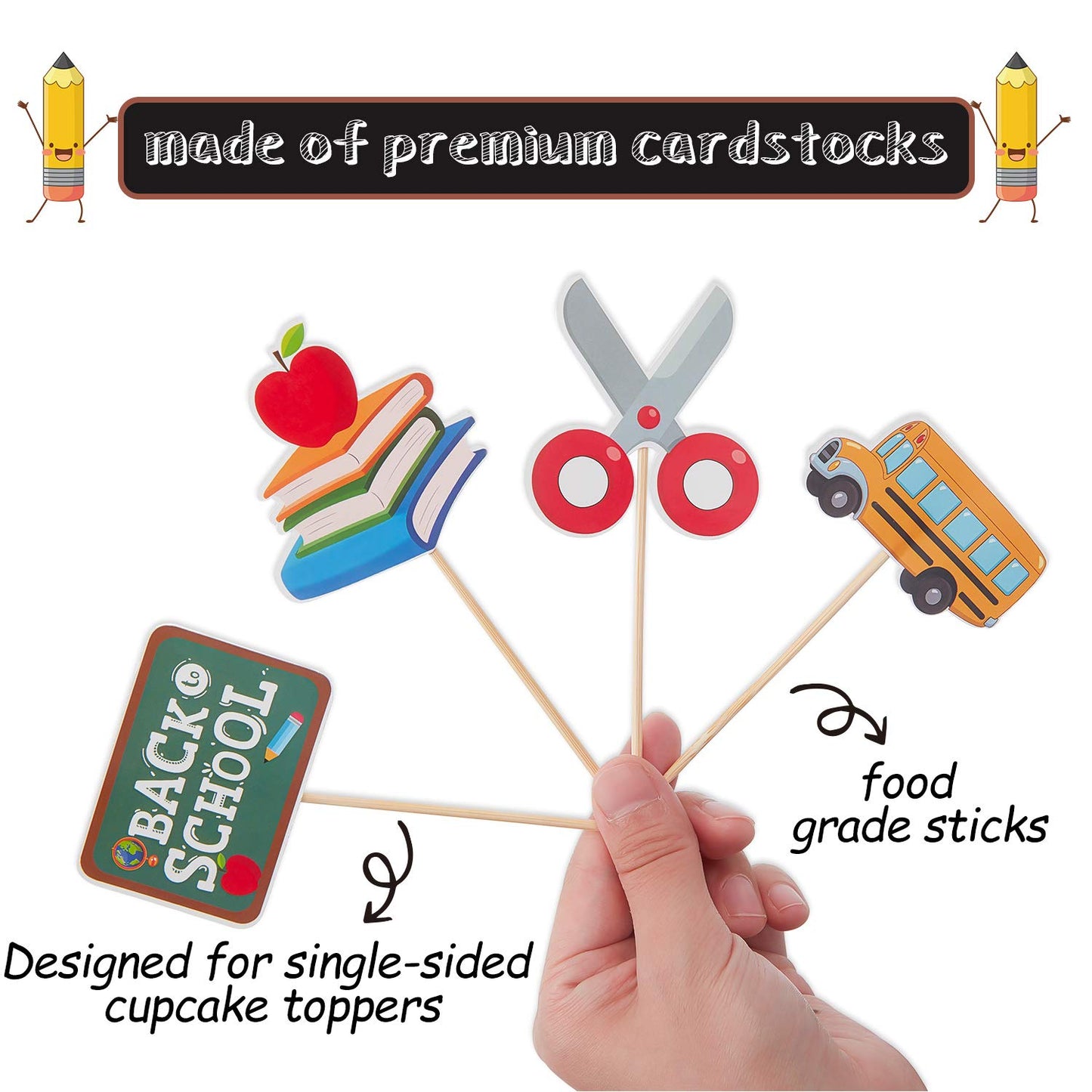 Boao Cupcake Toppers Set - 54 Pieces First Day of School Cake Picks, Classroom Decor, One-Size, Model Boao-Cupcake Topper-T0098
