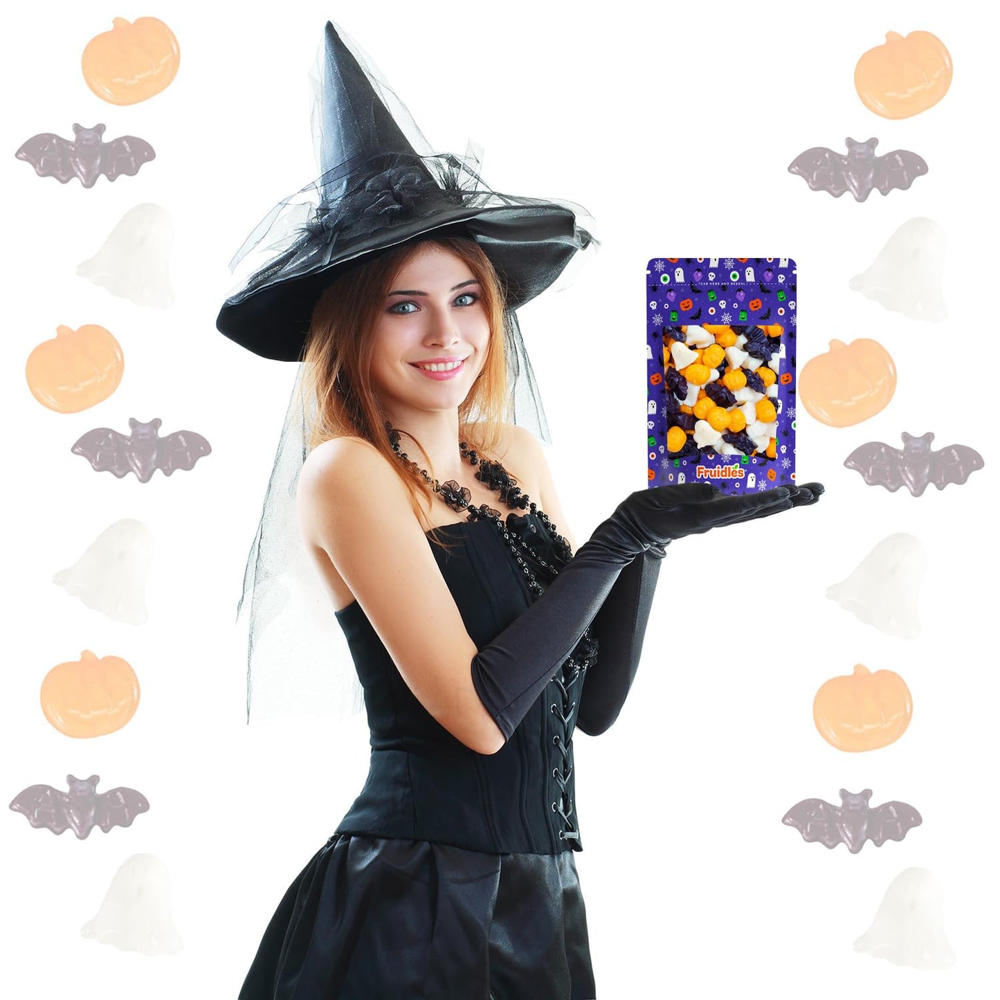 Fruidles Halloween Ghoulish, Ghosts, Bats, and Pumpkin Gummies, Fun And Festive Holiday Snacking (2 Pounds)