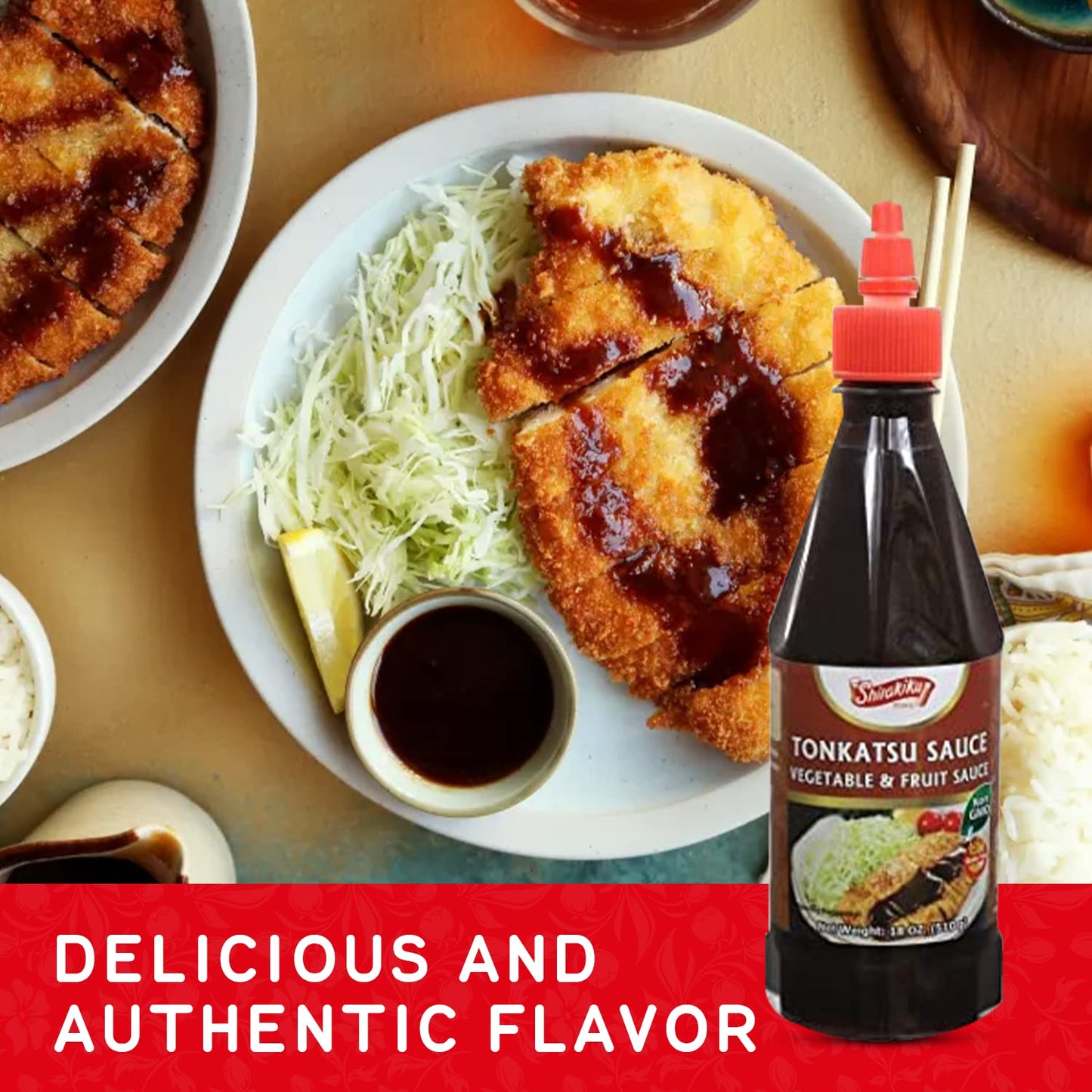 Shirakiku Tonkatsu Sauce - Japanese Vegetable and Fruit Sauce, Gluten Free | Ideal for deep-fried foods like Pork Cutlets, Chick