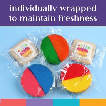 Happy Birthday Cookies Multicolor Black And White Cookie Assortment Half Moon Gift Basket Tin   Frosted Individually Wrapped Food Snacks For Kids Men Women Gourmet Kosher Rainbow Assortment Cake Colorful Gourmet Multi-Colored