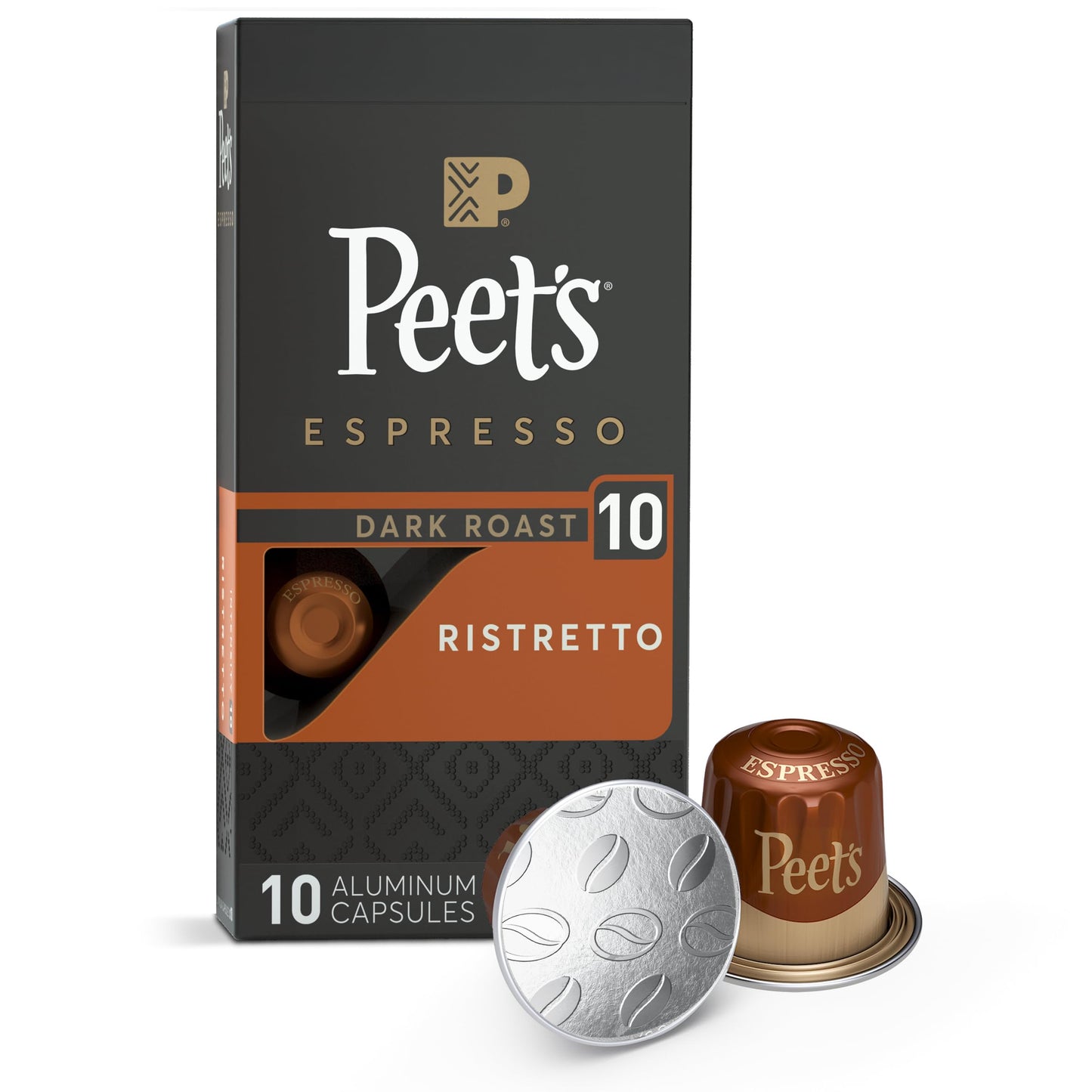 Peets Coffee Dark Roast Espresso Capsules - Ristretto, 10 Count, Compatible with Nespresso Original Machine, Model 512818