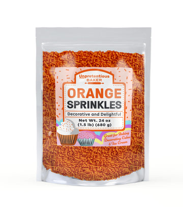 Unpretentious Orange Jimmies Sprinkles (1.5 lb), Clear Resealable Bag, Decorative & Fun Color