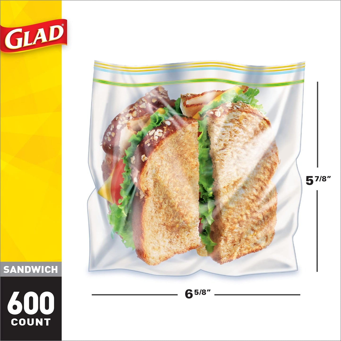Glad Zipper Food Storage Sandwich Bags, On-The-Go Snack And Lunch Bags, Zipper Sandwich Sealer, Microwave Safe, Bpa Free, 100 Co