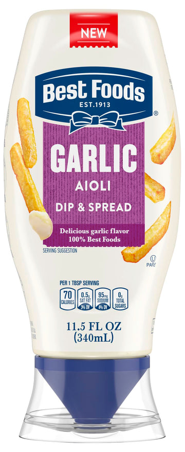 Best Foods Garlic Dip & Spread 12 Piece Garlic Aioli for French Fries, Sandwiches, Burgers & More Made With 100% Certified Vegan