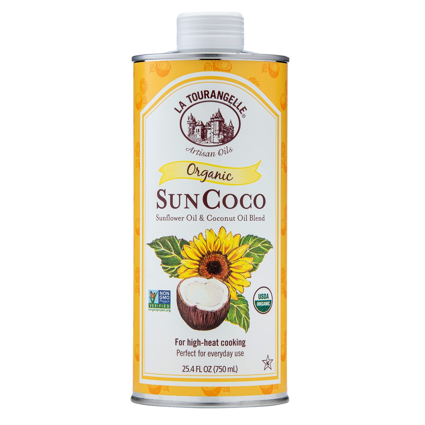 La Tourangelle Organic Sun Coco Oil - Unique Blend of High-Oleic Sunflower & Refined Coconut Oil, 25.4 fl oz