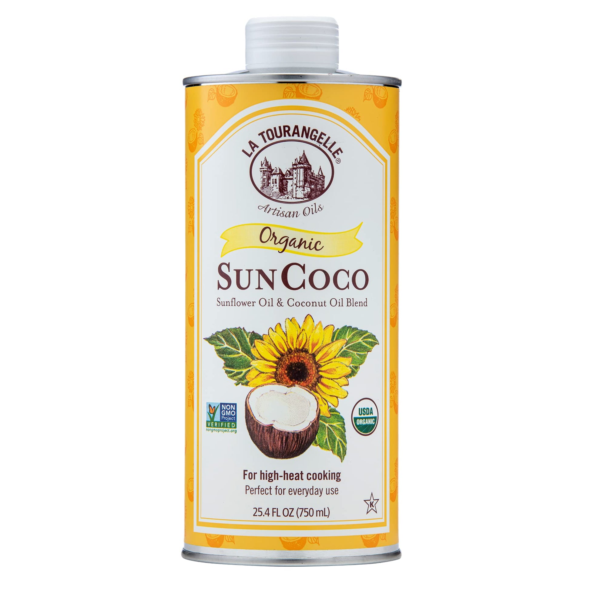 La Tourangelle Organic Sun Coco Oil - Unique Blend of High-Oleic Sunflower & Refined Coconut Oil, 25.4 fl oz