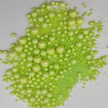 Edible Grassgreen Pearls Sugar Sprinkles 120G/4.23 Oz, Mix Size Candy Pearl For Cake Decorating And Cupcake Toppers, Cookie Deco