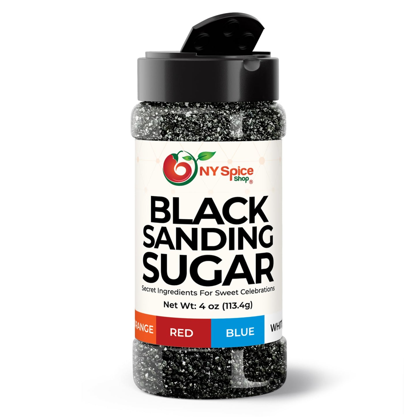 Ny Spice Shop Black Sanding Sugar For Memorial Day - 4 Ounce Sweet Colorful Edible Sprinkles For Candy Dish - Chocolate Sprinkle