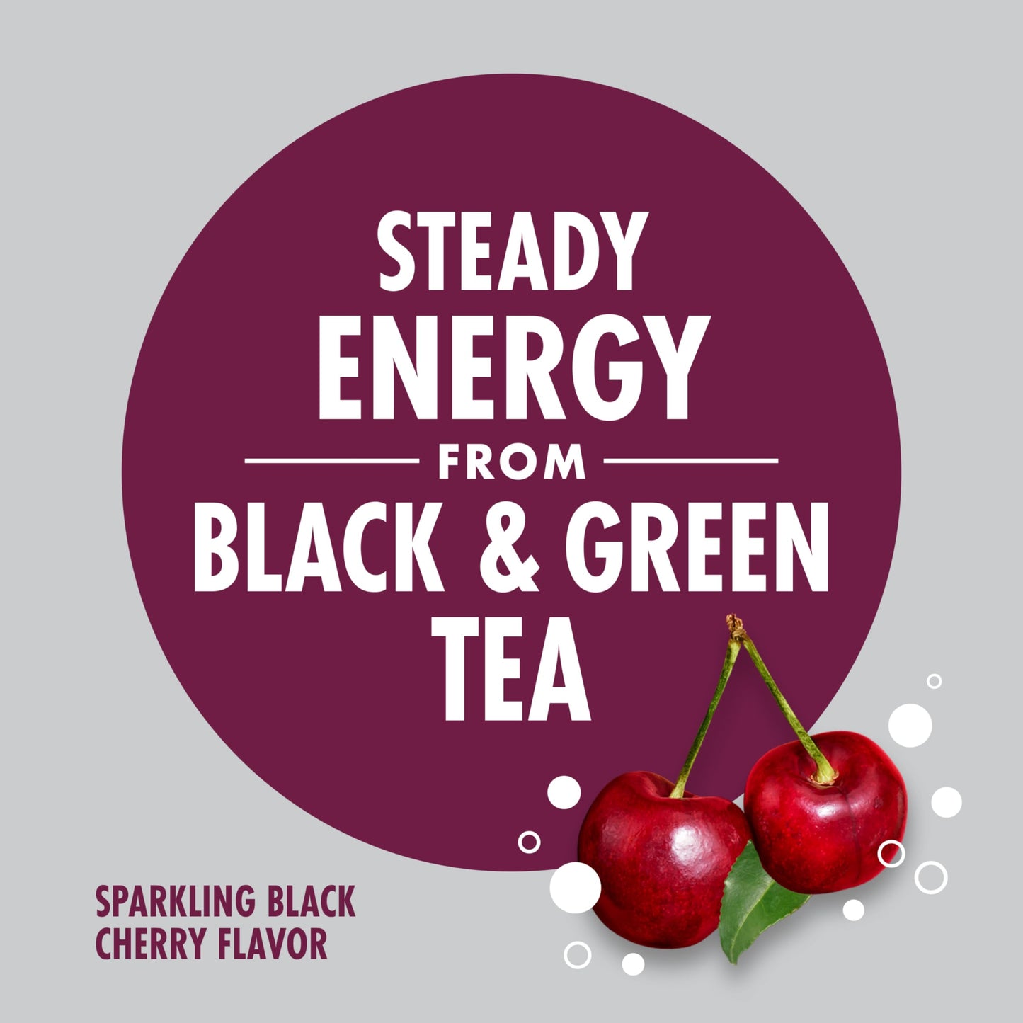 V8 +ENERGY Sparkling Black Cherry Juice Energy Drink, Pack of 12 (11.5 Fl Oz)
