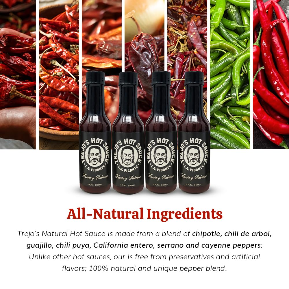 Trejos All-Natural Hot Sauce, Medium Heat, 12-Pack (5 oz. Bottles), Non-GMO, Zero Calories