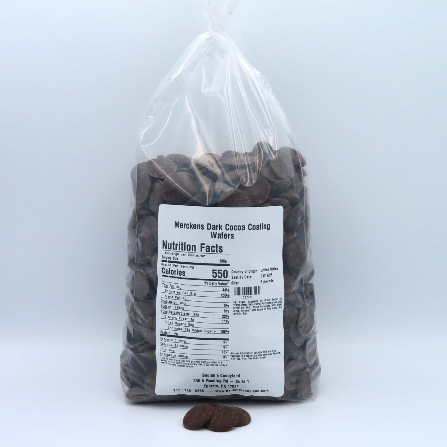 MERCKENS Coating Wafers  Dark Melting Chocolate  Cocoa Dark  5 Pound Package
