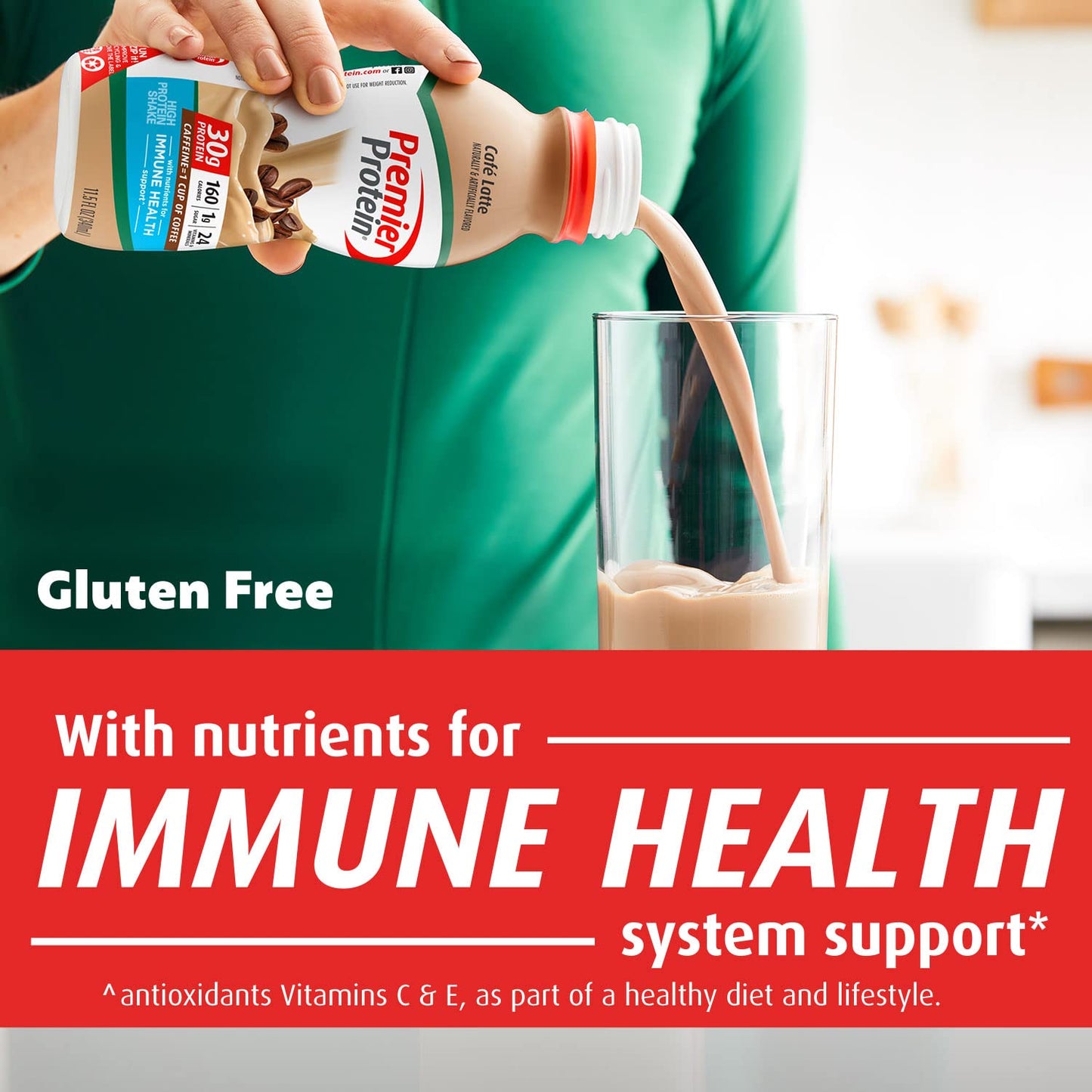 Premier Protein Shake  Caf? Latte  30g Protein  1g Sugar  24 Vitamins & Minerals  Nutrients to Support Immune Health 11.5 fl oz  12 Pack