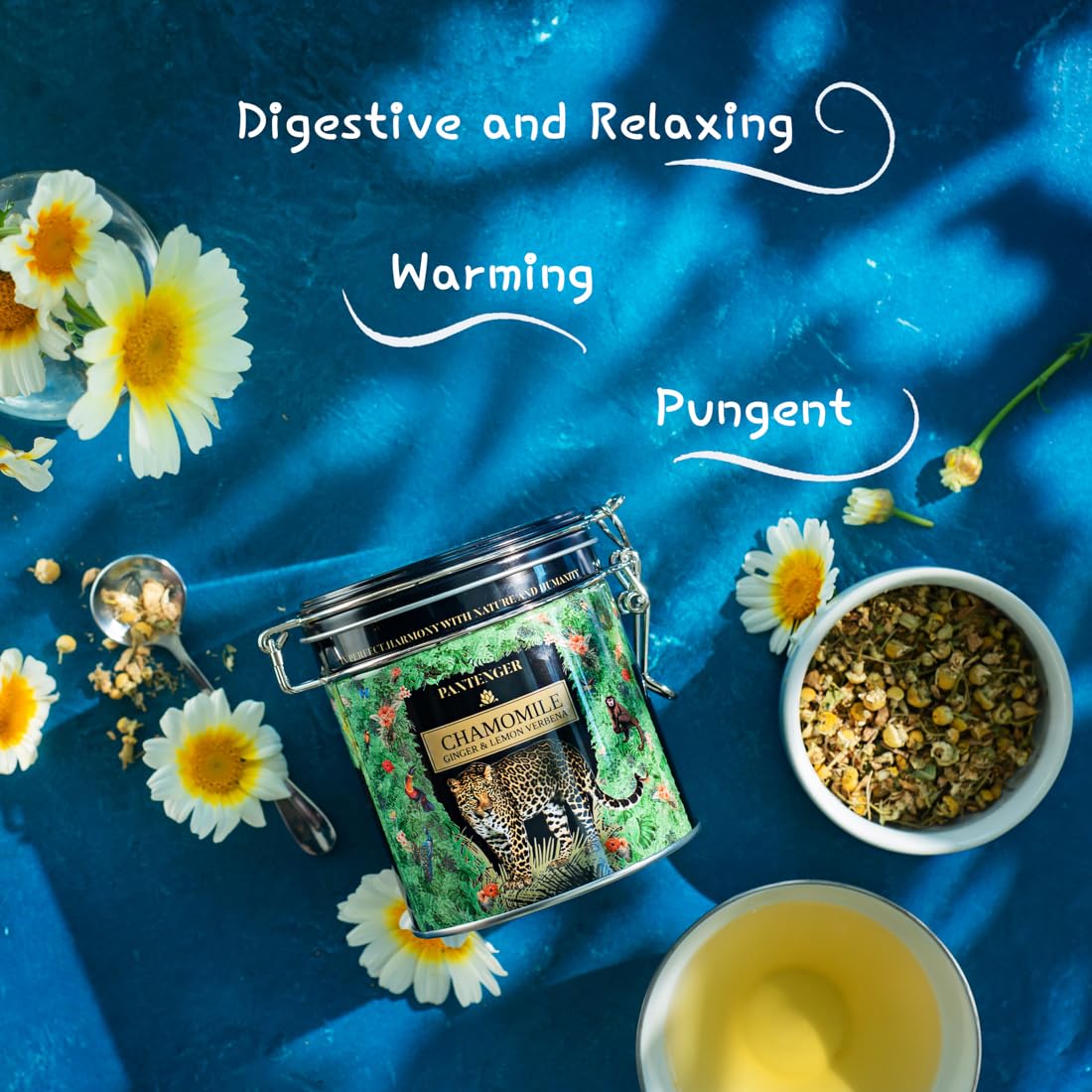 Pantenger Organic German Chamomile & Ginger Herbal Tea - Caffeine Free, 2 Ounce Loose Leaf, 40 Servings