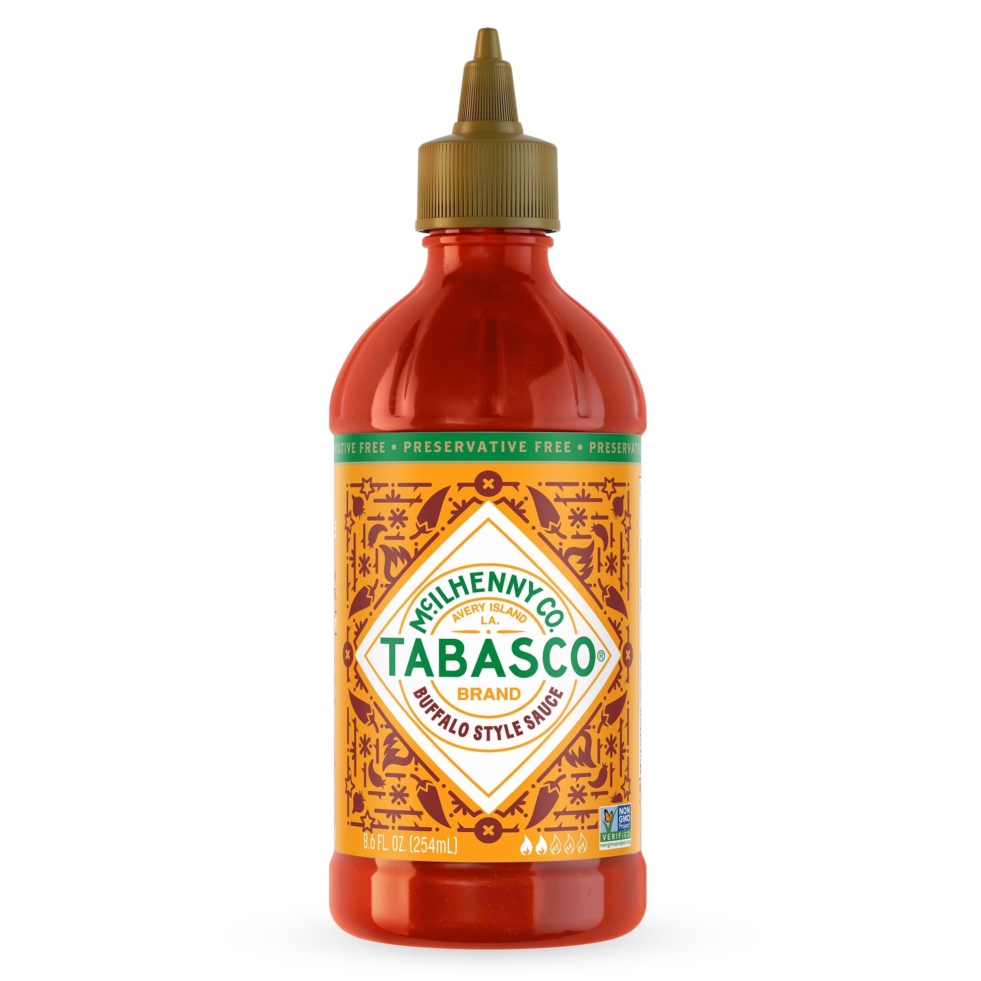 Tabasco® Brand Buffalo Style Sauce, Medium Hot Sauce, Easy-To-Squeeze Bottle, Thick & Tangy, Five Simple Ingredients, Great On Chicken Party Wings & More, 8.6 Fl Oz (Pack Of 1)