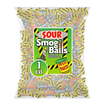 TOXIC WASTE - Sour Smog Balls - Crunchy & Chewy Sour Balls - Shooter Packs - Lime, Cherry, Strawberry, Lemon, Blue Raspberry, & 