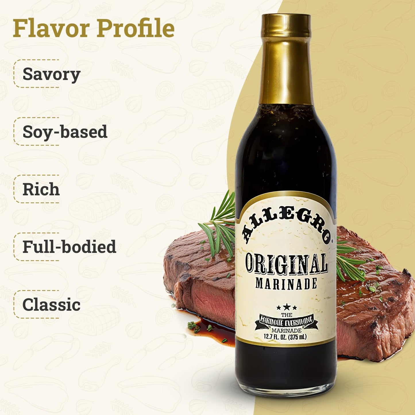 Allegro Marinades - Perfect for Meat & Veggies, Kosher & Gluten Free, 12.7 Oz (Pack of 4)