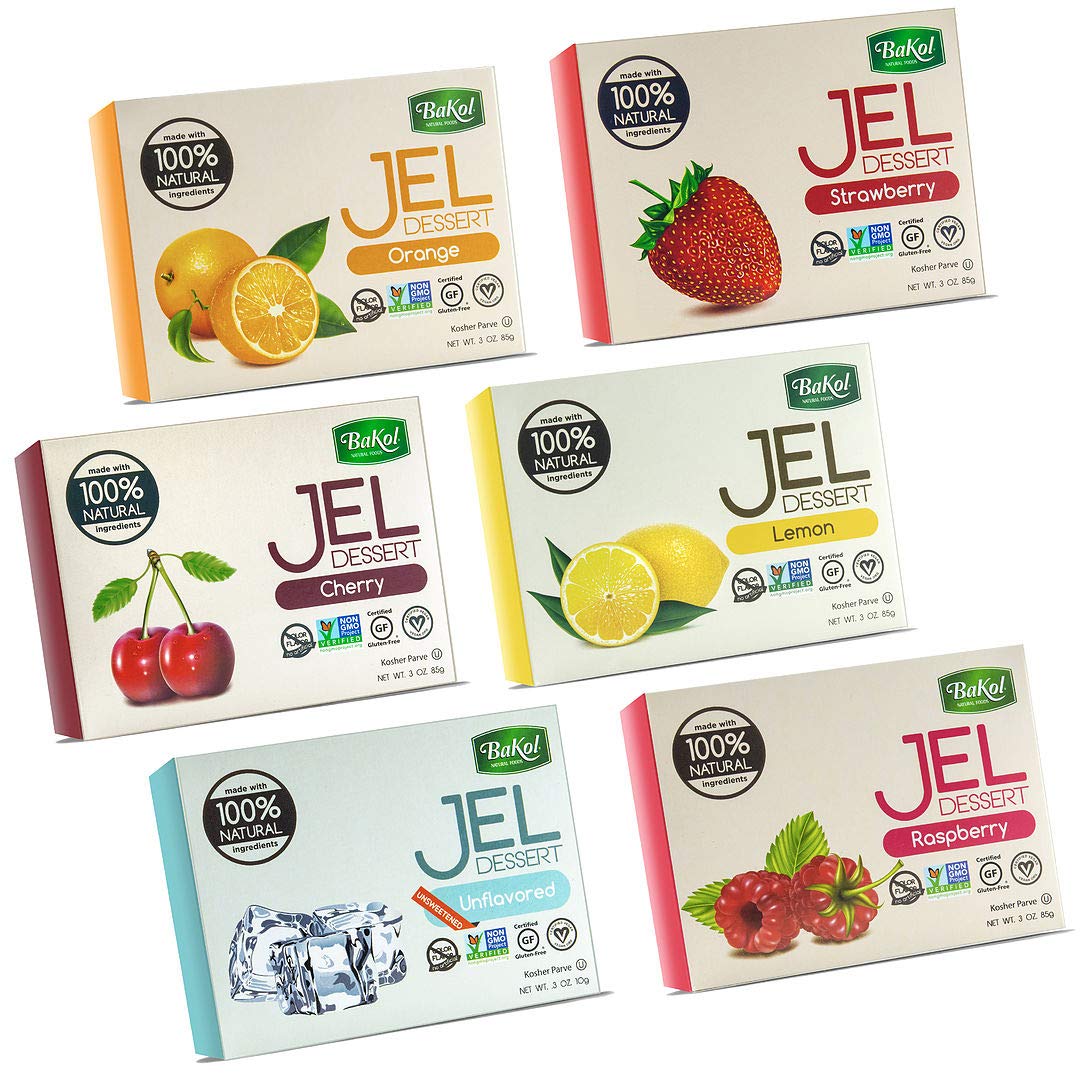 Bakol Jel Dessert - All Natural Vegan Dessert Mix - Kosher - Halal - No Artificial Sweeteners Flavors or Colors - Set Of All 6 F