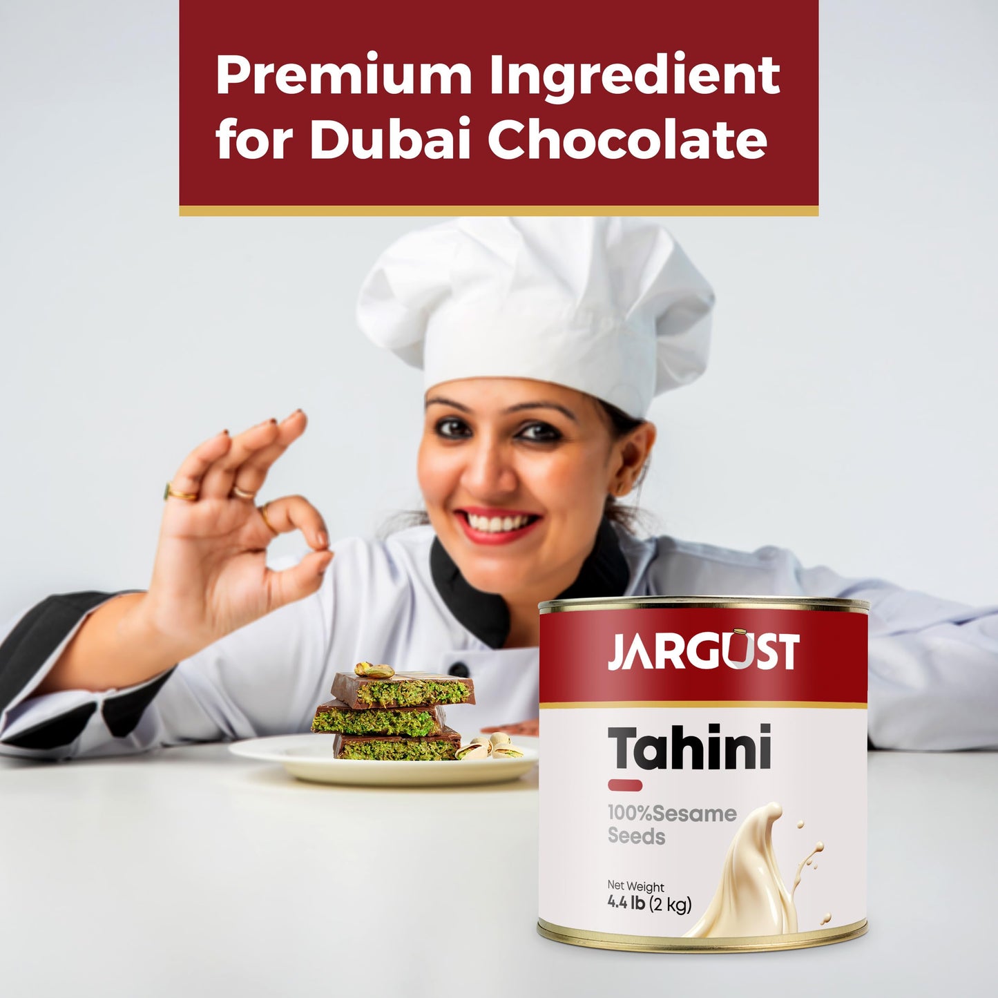 Jargust Bulk Tahini Paste, Vegan, 4.4lb, Yellowish, Perfect for Hummus and Dressings
