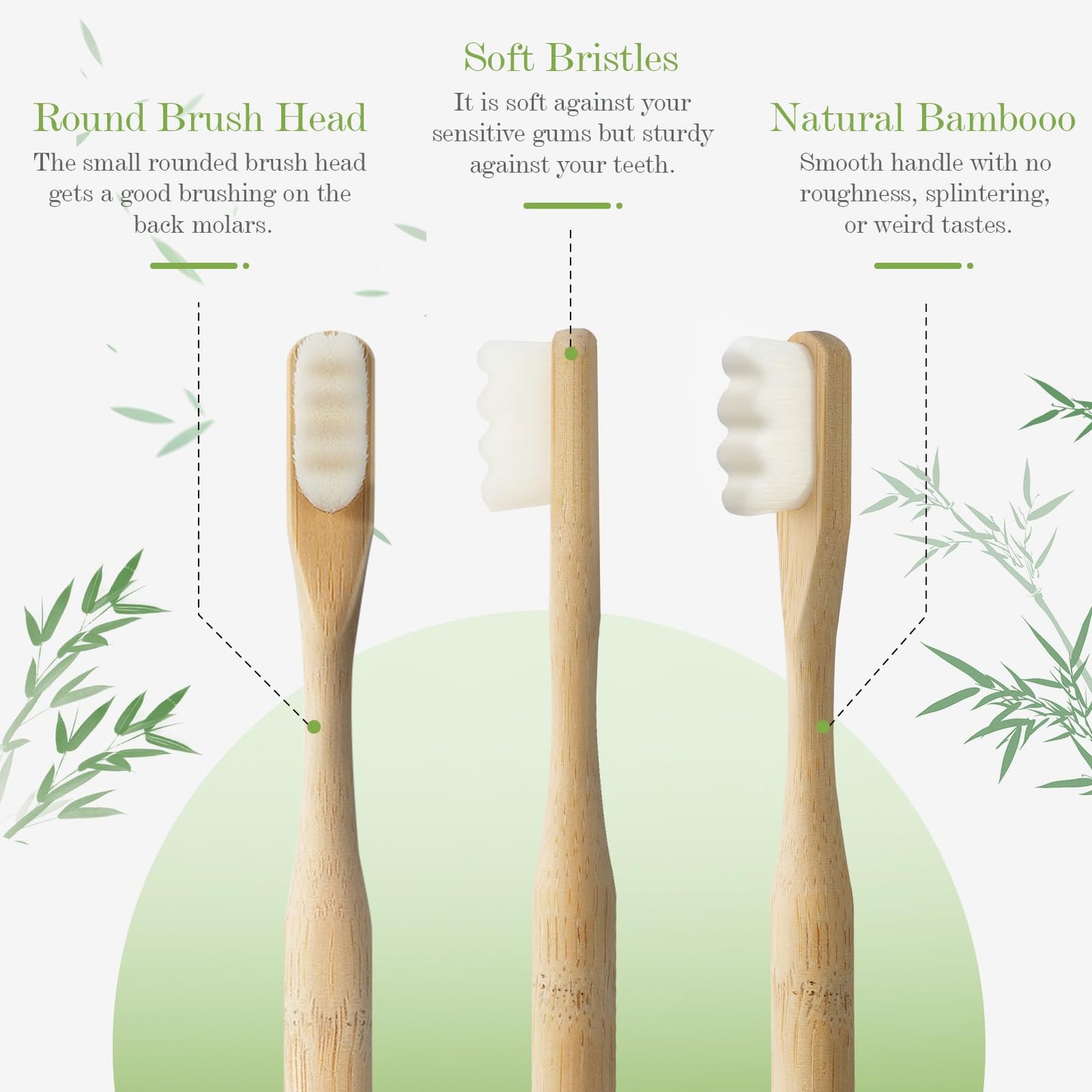 Daletu Bamboo Toothbrush, Biodegradable Toothbrushes Extra Soft Bristles, 20000 Soft Natural Bristle Toothbrush, Eco Friendly To