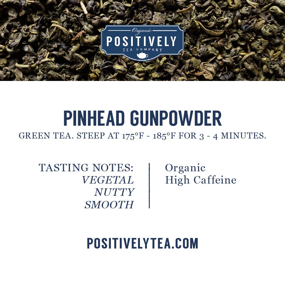 Positively Tea Company, Organic Pinhead Gunpowder, Green Tea, Loose Leaf, 16 Ounce