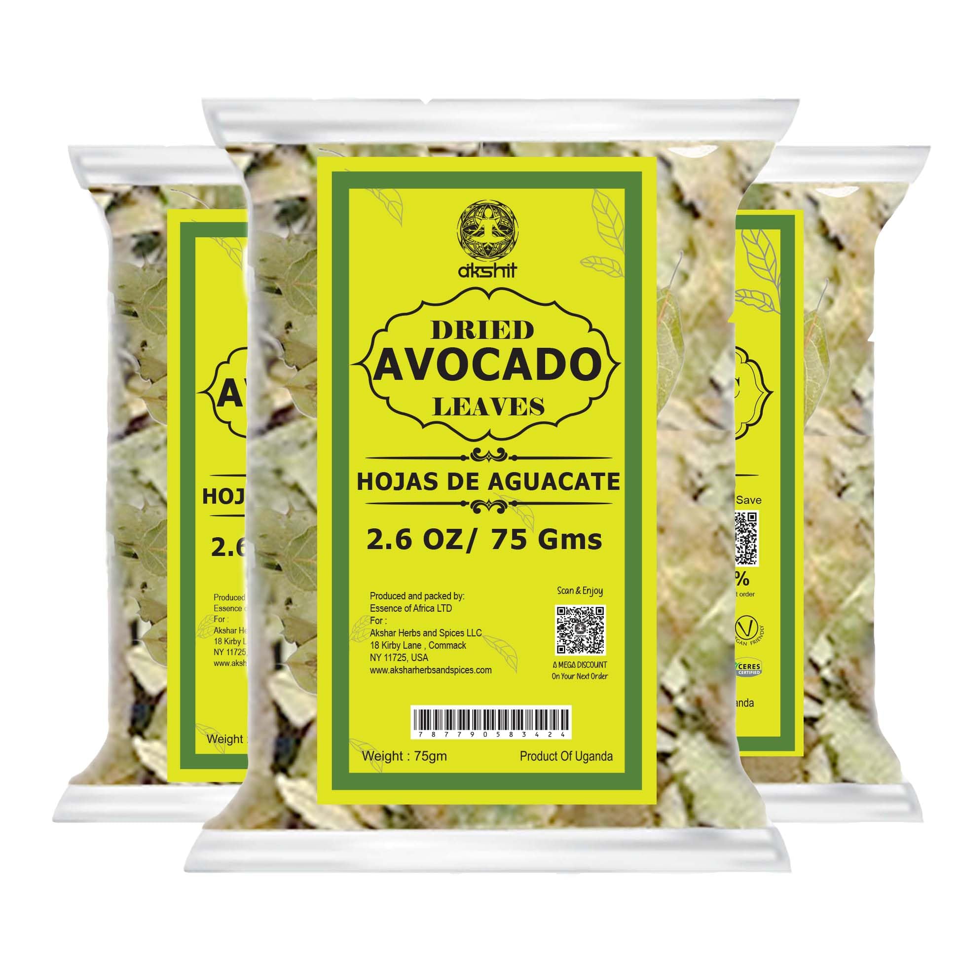 Akshit Organic Dried Avocado Leaves, Caffeine-Free Fresh Leaf Tea, Vegan, Gluten-Free, 7.2oz (Pack of 3)