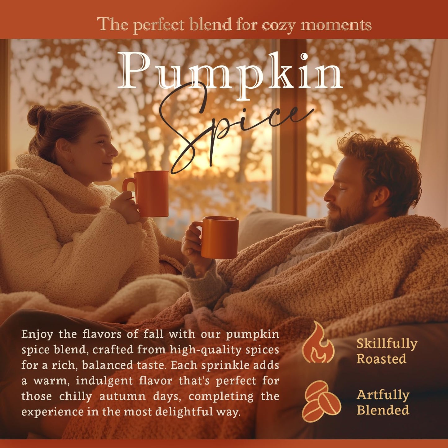 Spiced Pumpkin Flavored Whole Bean Coffee - Organic, Single Origin, Medium Roast, 100% Arabica, Naturally Flavored - 16 Oz Bag -