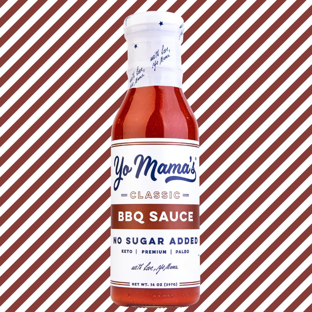 Yo Mamas Foods Keto Barbecue Sauce, Vegan, No Sugar Added, Low Carb, 14 Ounce (Pack of 2)