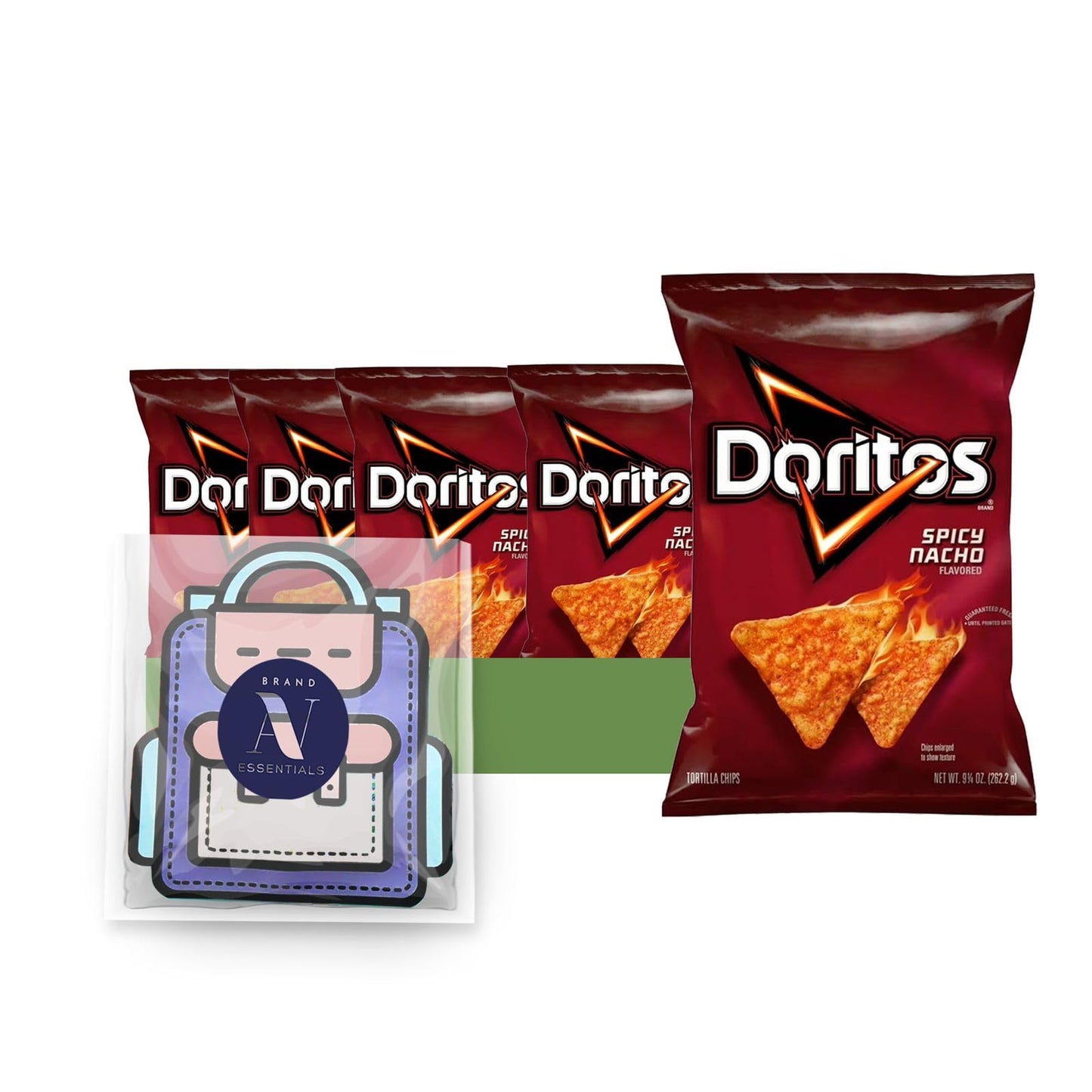 Doritos 6-Pack of Spicy Nacho Flavored Tortilla Snack Chips 9.25 oz Bag + 1 Freebie by Lavinia Essentials Brand