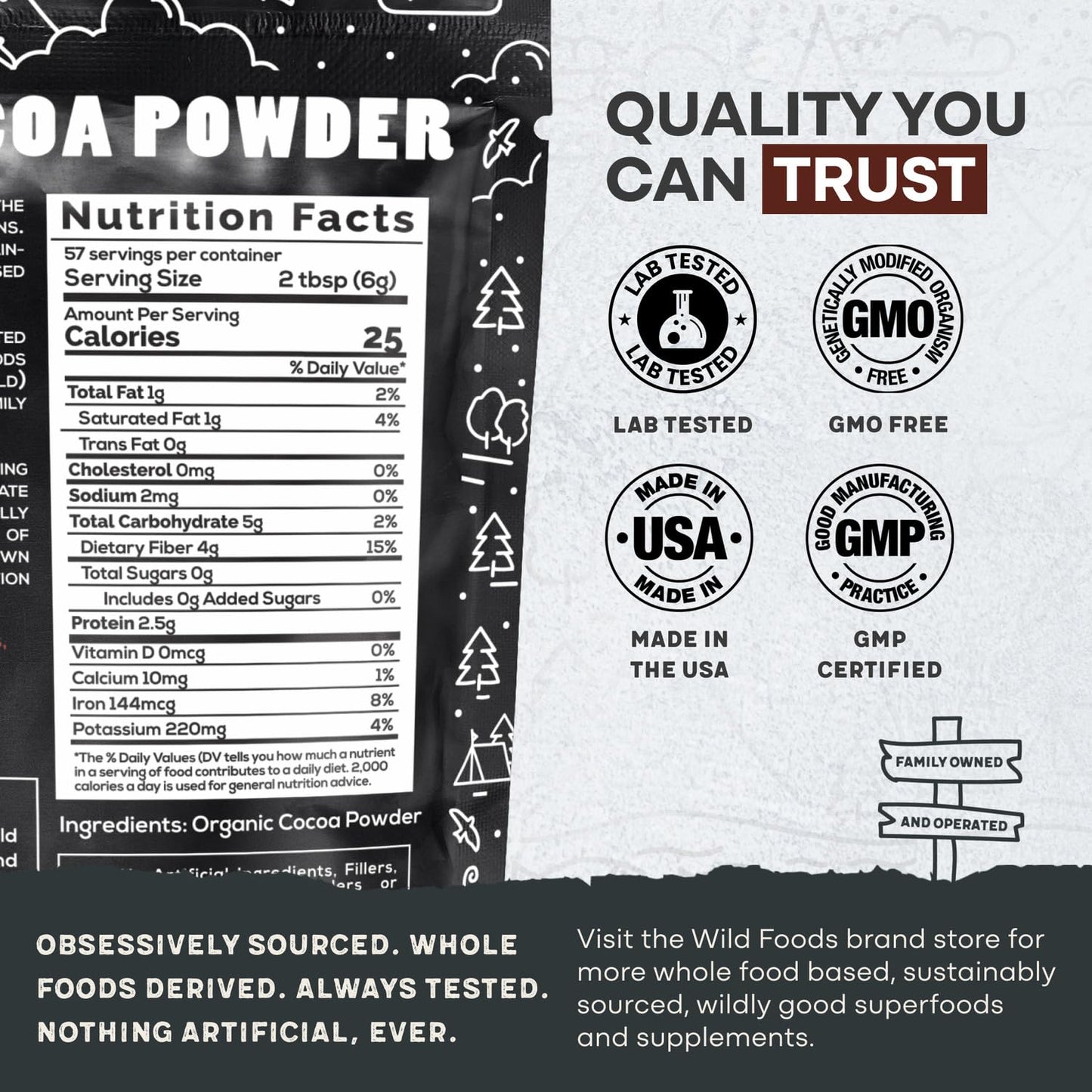 Raw Organic Cacao Powder  Handcrafted  Single-Origin  Fair Trade  Non-Alkalized Cocoa from Peru (24 ounce)