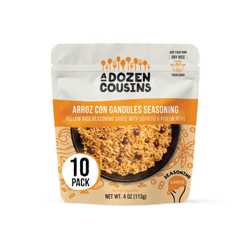 A Dozen Cousins Rice Seasoning Sauce Packets - Season and Prepare Your Own Rice Dishes - 10 Pack - Arroz Con Gandules - 4 oz Pac