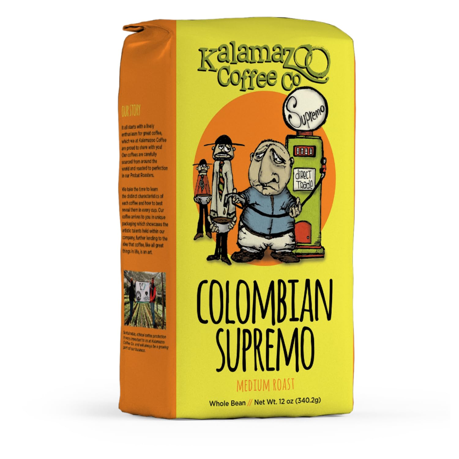 KALAMAZOO COFFEE COMPANY Colombian Supremo Whole Bean Coffee - Medium Roast | 12oz Bag (1 Pack)