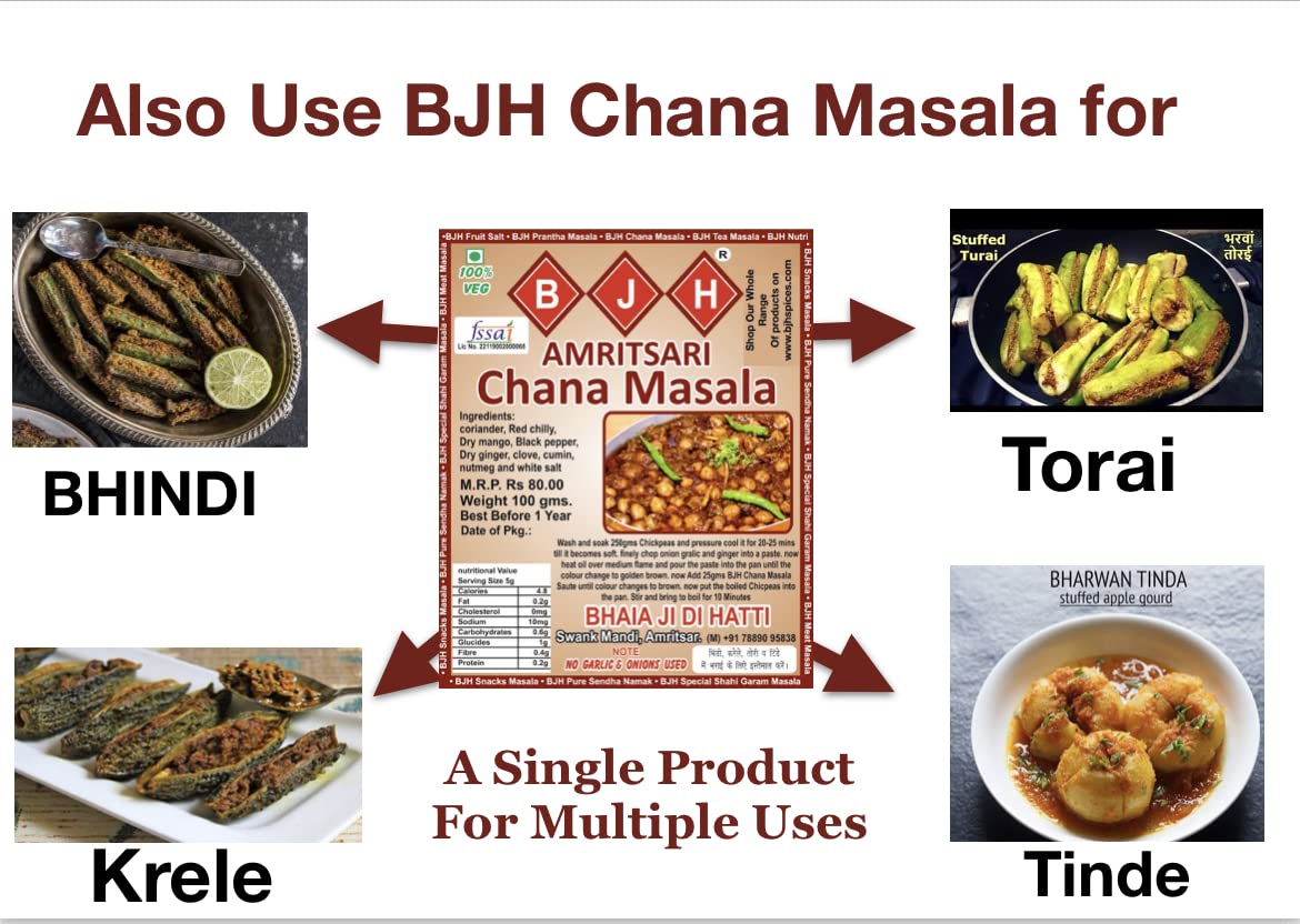 Bjh Chana Masala Or Chole Masala (Pack Of 3 X 100Gms) (Also As Bharwa Masala In Bhindi,Krele,Torai,Tinde), Vegetable Masala