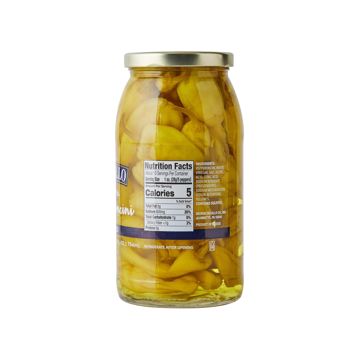 Delallo Pepperoncini Mild, 25.5 Oz