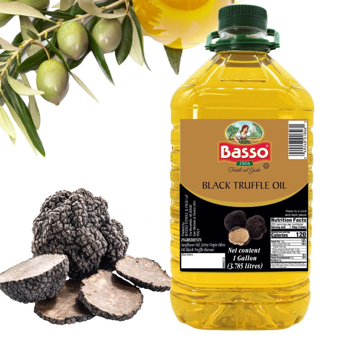 Basso 1904 - Black Truffle Oil, Bulk, 1 Gallon (3.785 Liters), Product Of Italy, Non-Gmo