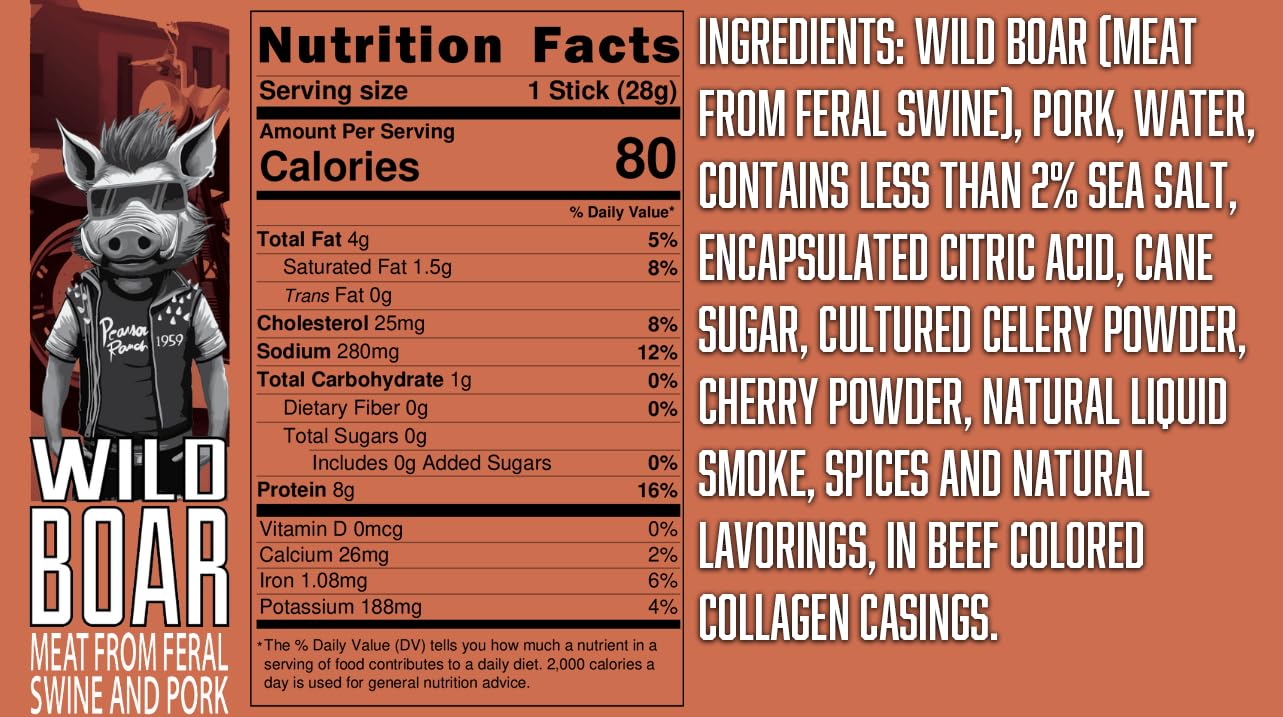 Pearson Ranch Since 1959 Meat Sticks Variety - Elk, Buffalo, Venison, Wild Boar - Exotic Jerky Sticks, No Added Nitrites, High-P