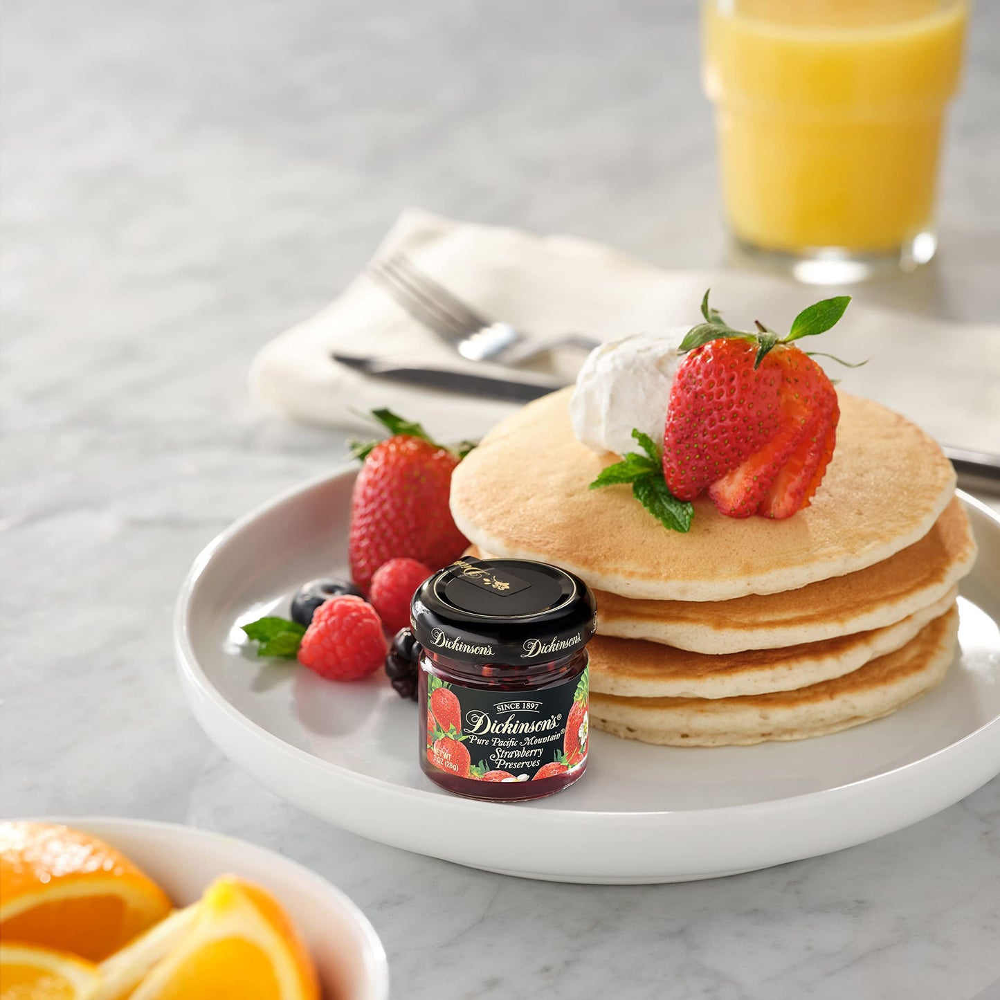 Dickinsons Strawberry Preserves, 1 oz, Pack of 72, Pure Pacific Mountain