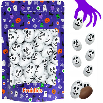 Fruidles Halloween Skulls, Double Crisp, Trick-Or-Treat Party Bag Fillers, Individually Wrapped In Multi-Color Skull Design Foils, Kosher Certified (Half-Pound)
