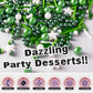 HUEBEATY 6-in-1 Edible Green Sprinkles for Cake & Cupcakes Decorating - Jimmies & Sugar Pearls - St. Patricks Day, Spring, Dinos
