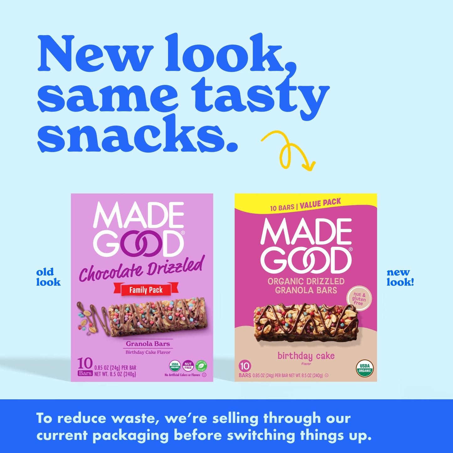 MadeGood Organic Chocolate Drizzled Birthday Cake Granola Bars (10 Count) 8.5 OZ