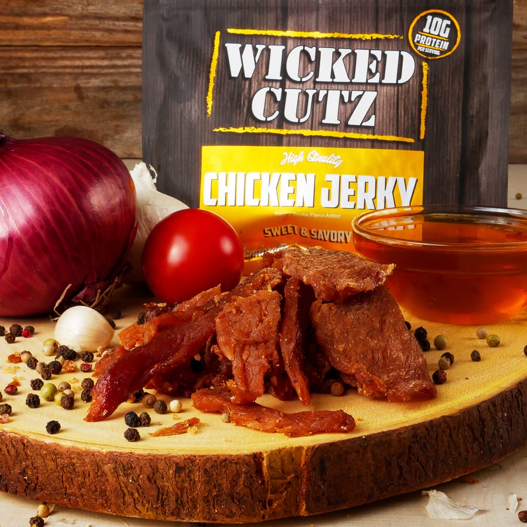 Wicked Cutz Sweet & Savory Chicken Jerky, 30G Protein Per Bag, Tender & Easy To Chew Alternative To Chicken Sticks, Usa Made Hig