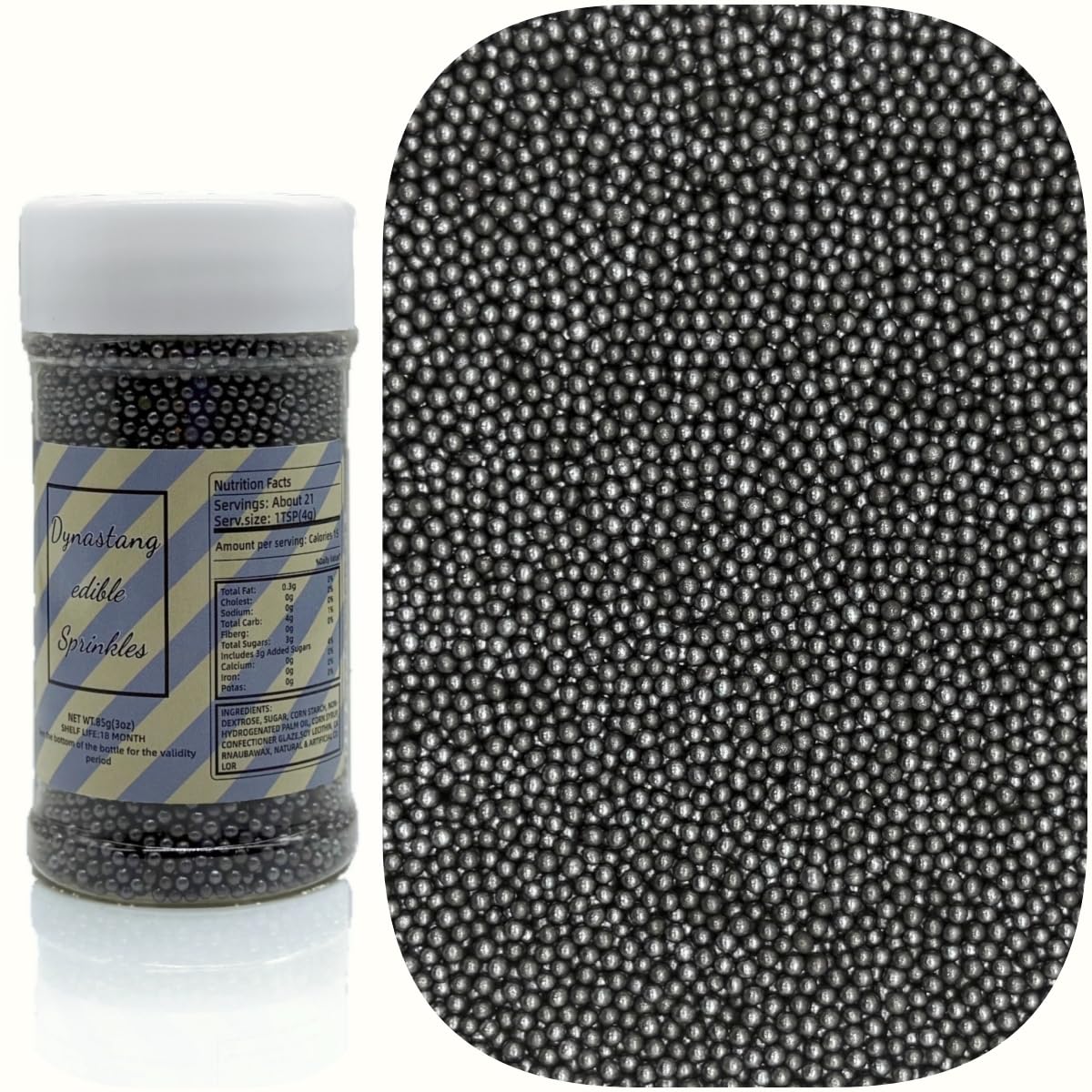 Dynastang 2mm Black Pearls Sprinkles Edible Pearls Cake Decorating Stars Cake Decorations Cupcake Toppers Cookie Decorating Perf