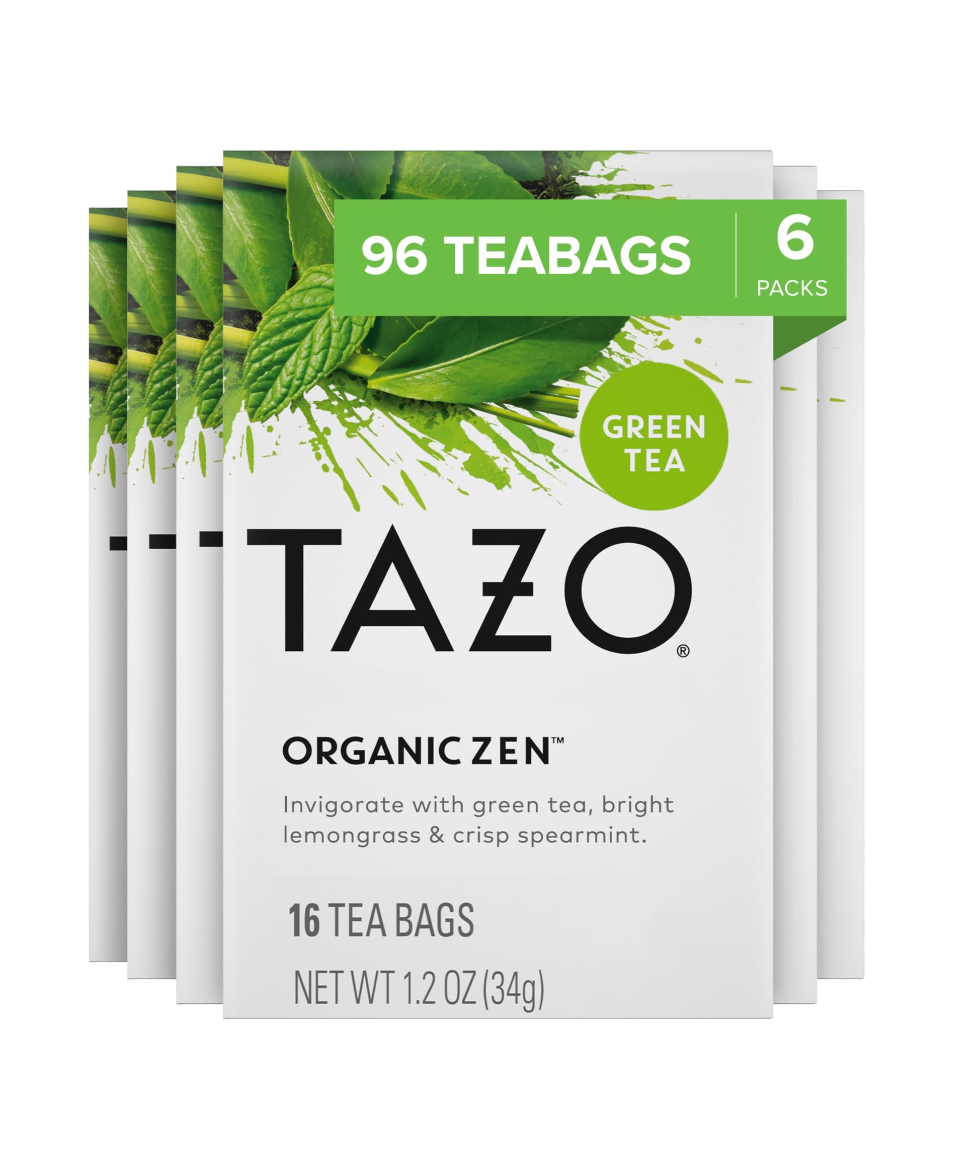 TAZO Organic Zen Green Tea, 96 Tea Bags, Green Tea Zen for Health and Wellness, Model 68782255