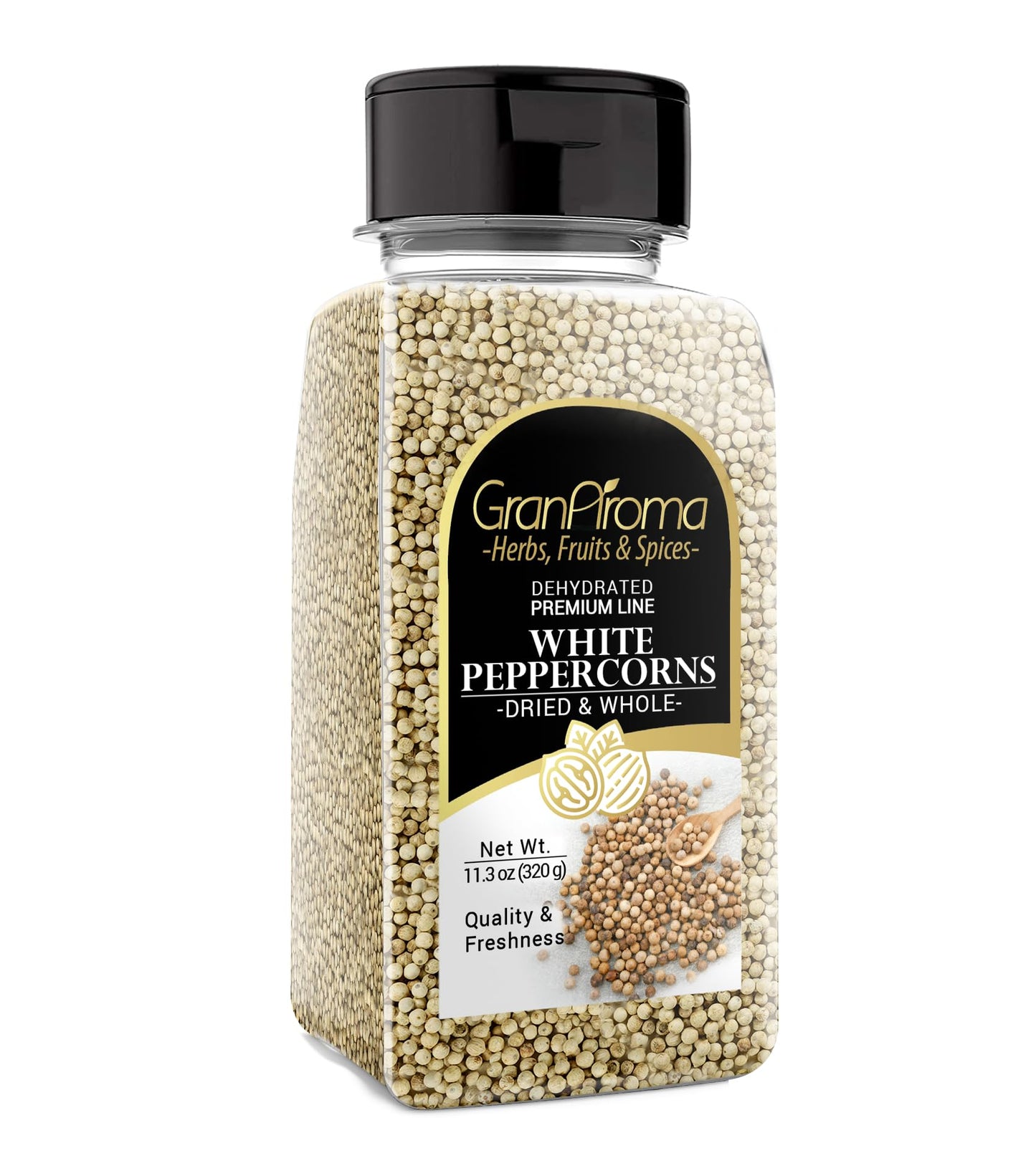 GranAroma White Peppercorns, 11.3 oz, Sauces & Soups, Bright Flavor, Versatile Spice