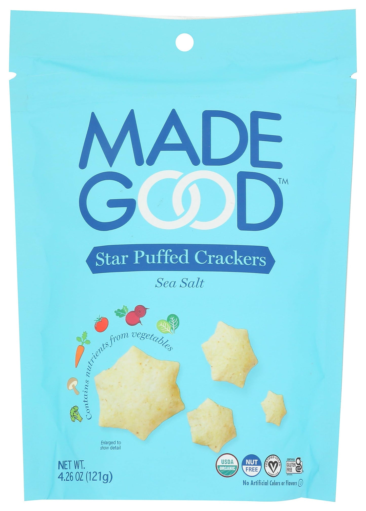 Madegood Organic Sea Salt Star Puffed Crackers, 4.26 Oz