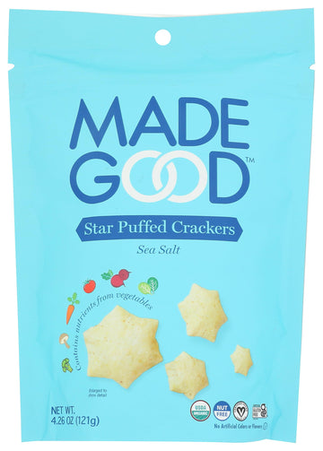 Madegood Organic Sea Salt Star Puffed Crackers, 4.26 Oz