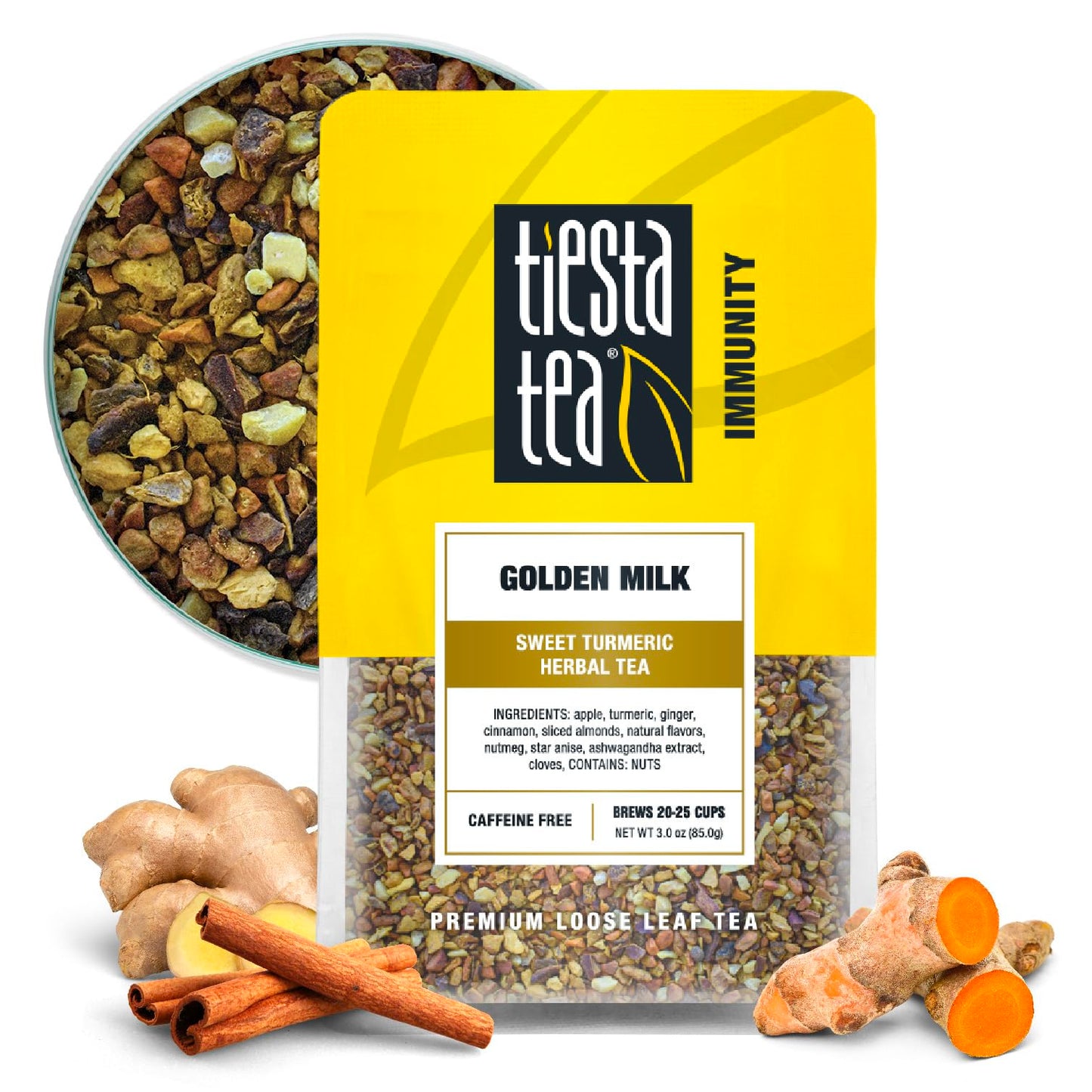 Tiesta Tea - Golden Milk - Sweet Turmeric Herbal Tea - Loose Leaf Tea Blend - Non-Caffeinated Herbal Tea - Make Hot Or Iced Tea 