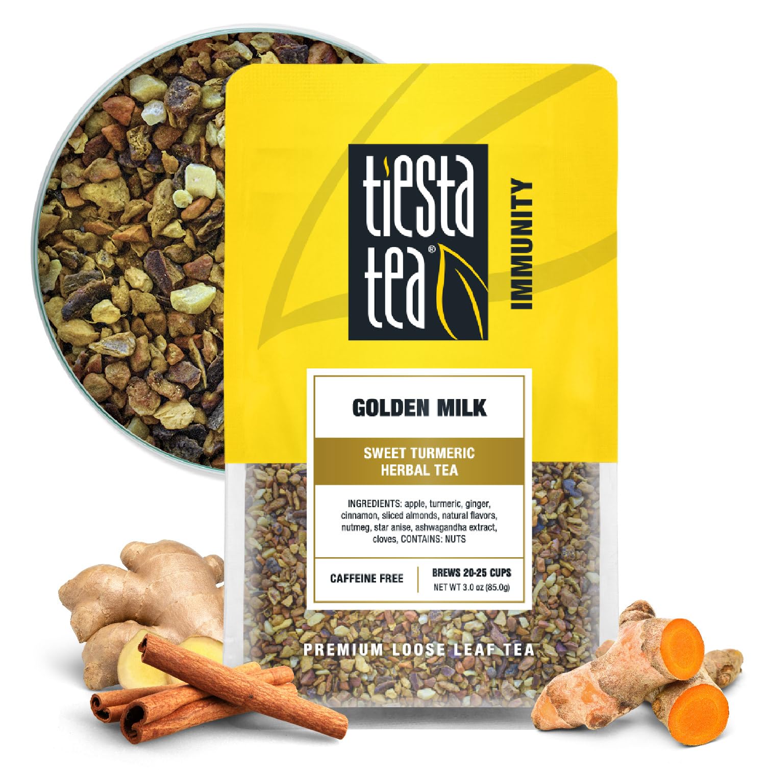 Tiesta Tea - Golden Milk - Sweet Turmeric Herbal Tea - Loose Leaf Tea Blend - Non-Caffeinated Herbal Tea - Make Hot Or Iced Tea 