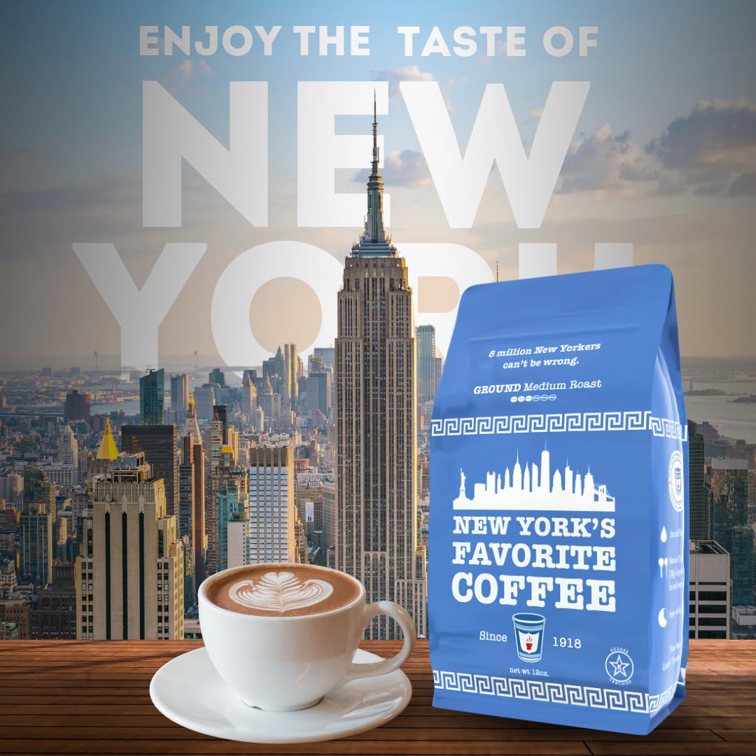 New Yorks Favorite Coffee Medium Roast Ground Coffee - 12oz Bag (Pack of 1) - Freshly Roasted Arabica