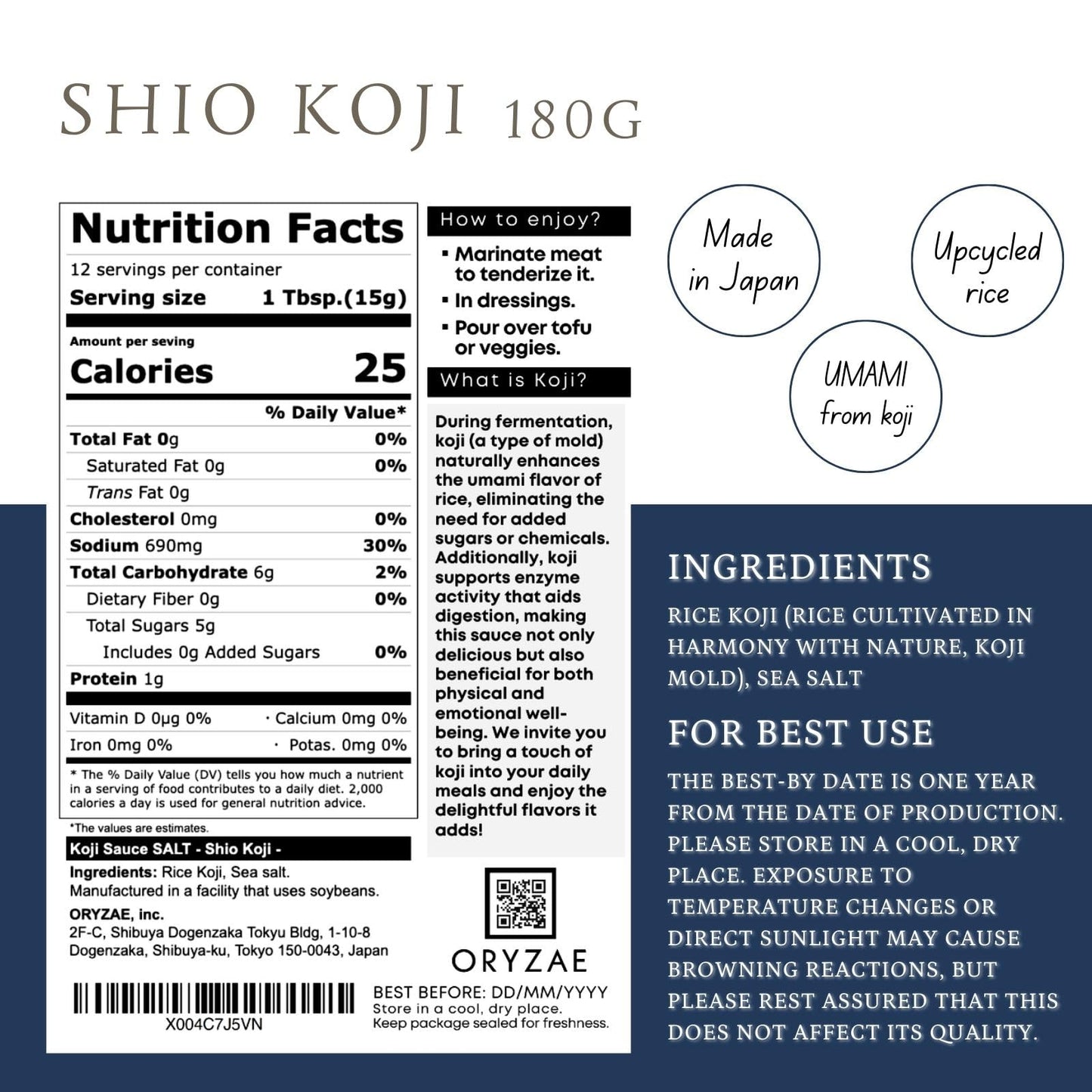 enhanced Shio Koji 6.35oz (180g)  Japanese Fermented Sauce  salt koji  Made in Japan  fermentation  seasoning.
